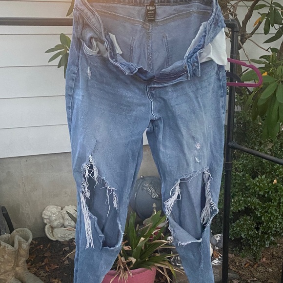 Rewash Distressed Blue Boyfriend Jeans - Picture 1 of 6